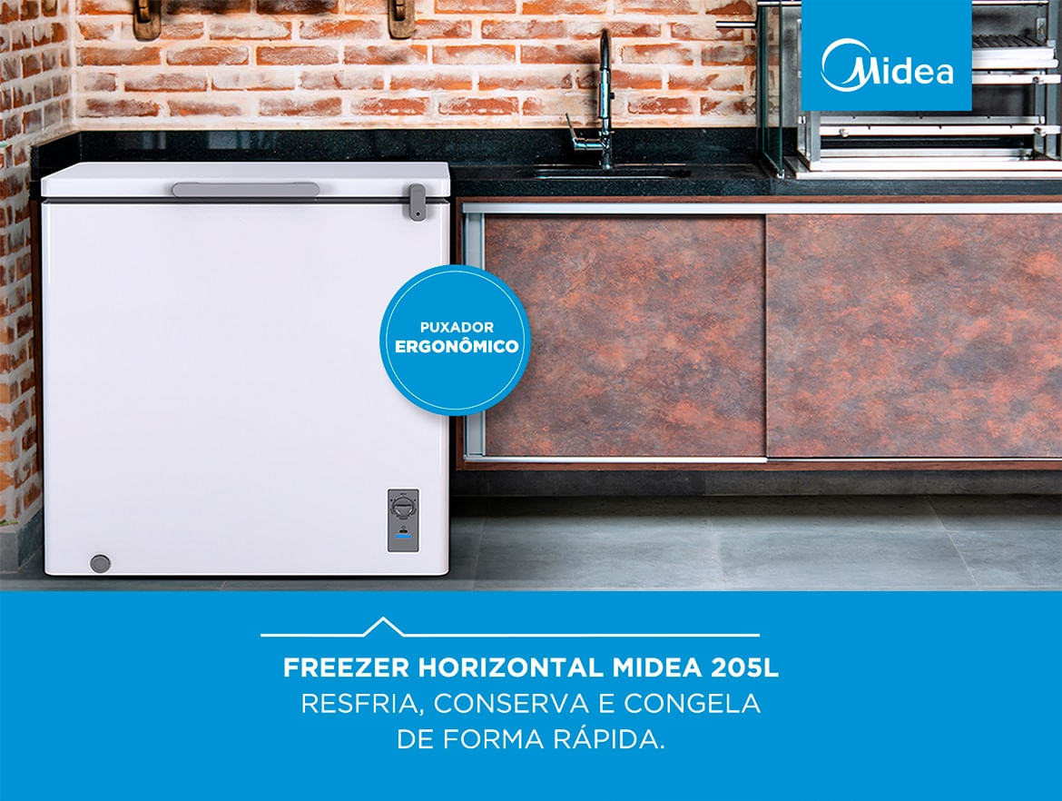 Freezer Midea Horizontal 1 Porta 205 Litros Branca 127V RCFB21