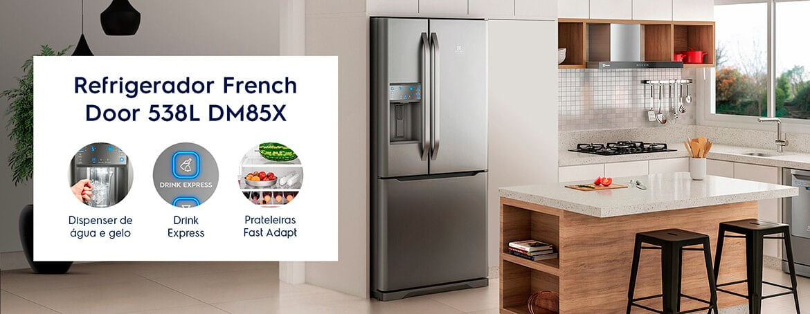 Refrigerador Electrolux French Door Inverter 538L Inox Frost Free DM85X