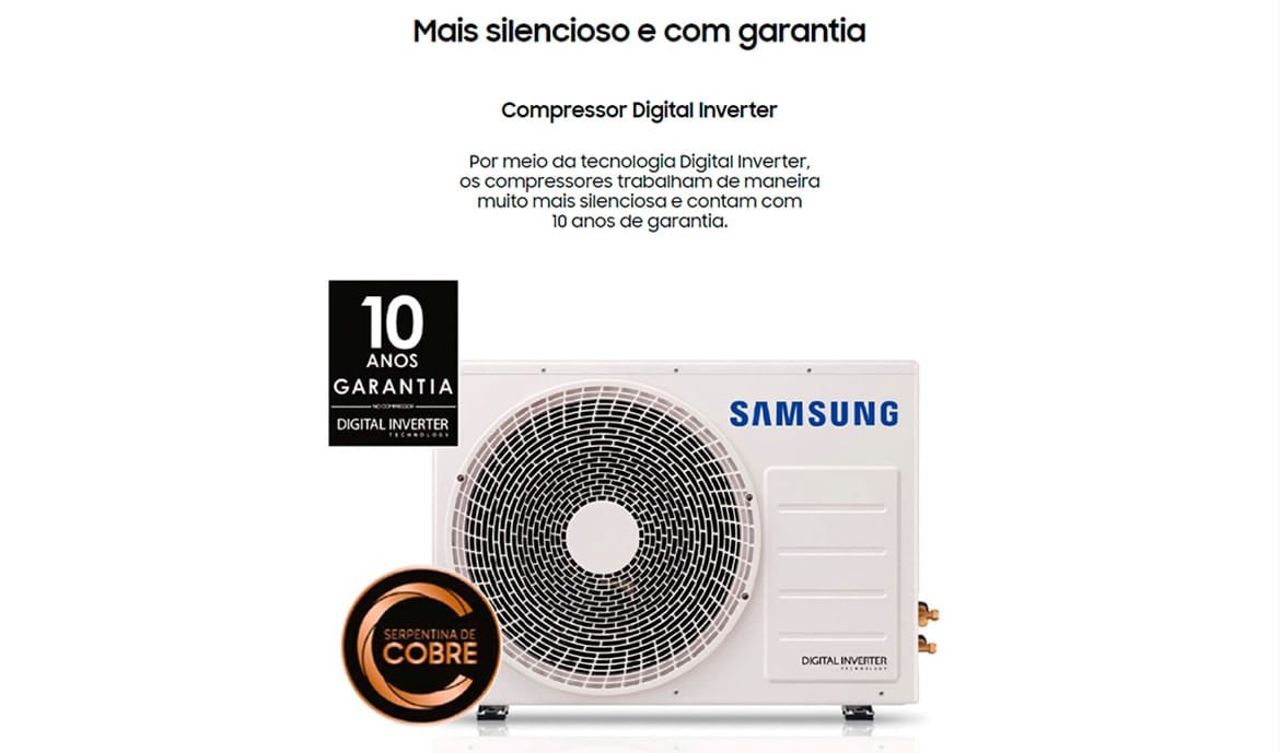 Ar Condicionado Split Samsung Digital Inverter Ultra 18000 BTUs Quente/Frio 220V AR18TSHZDWKNAZ<br>